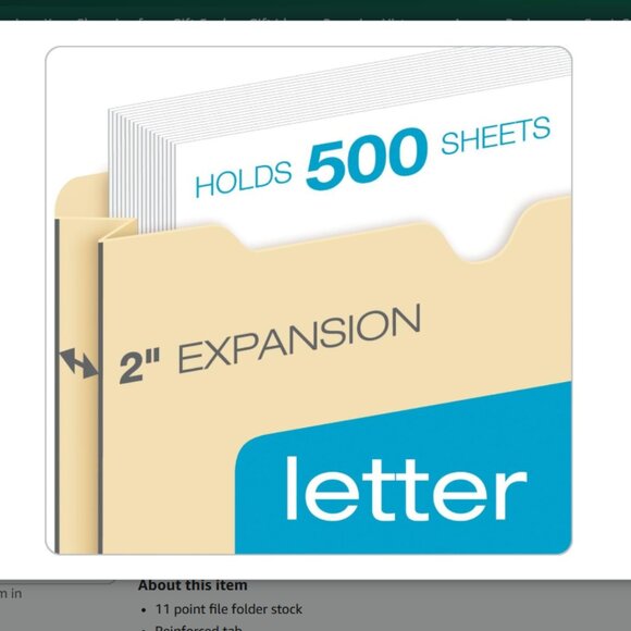 NEW - PENDAFLEX - 2- INCH Expansion File Jackets - Letter Size (45 PACK) - Picture 5 of 8